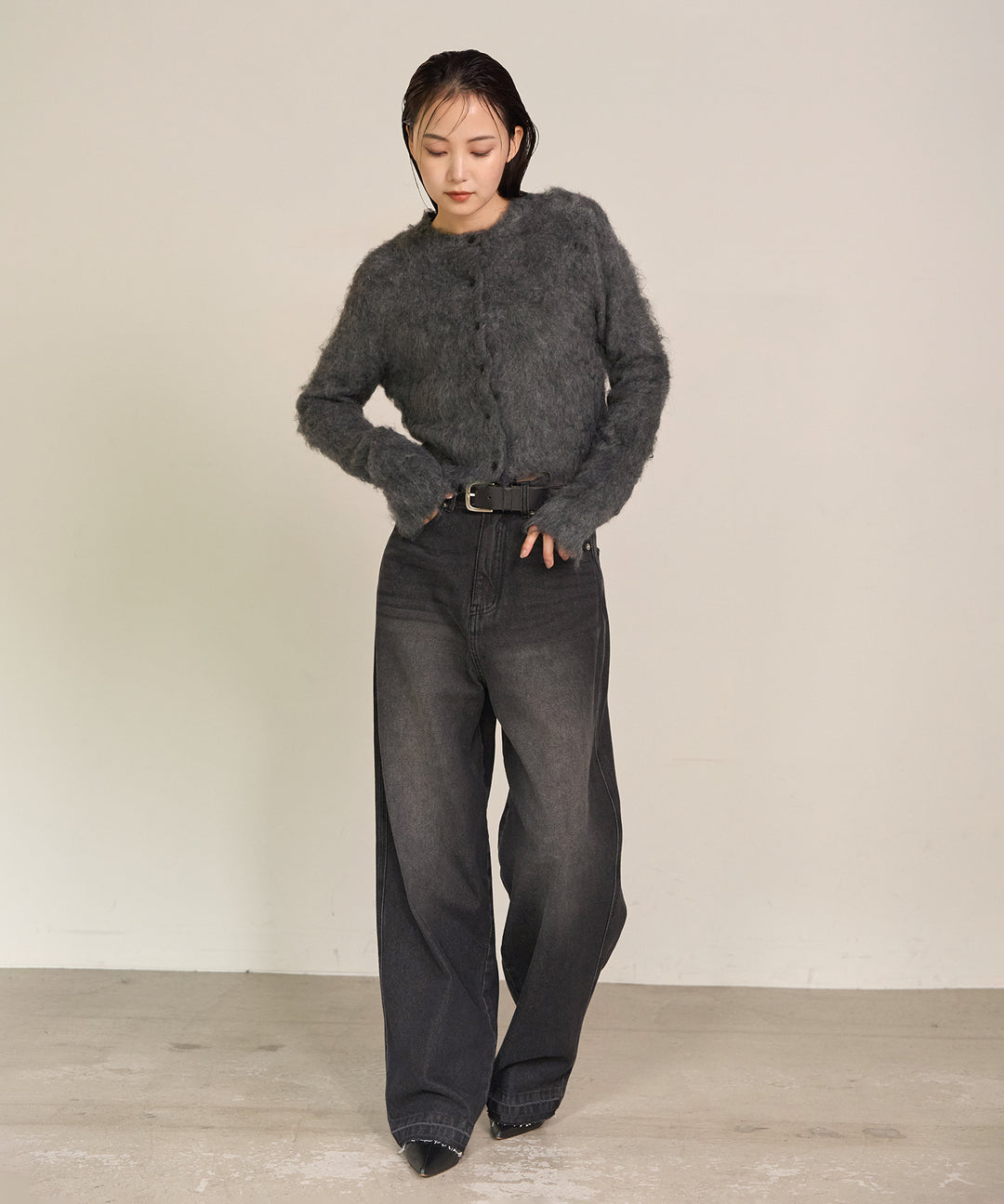 (eliuu)Brush Knit Cardigan