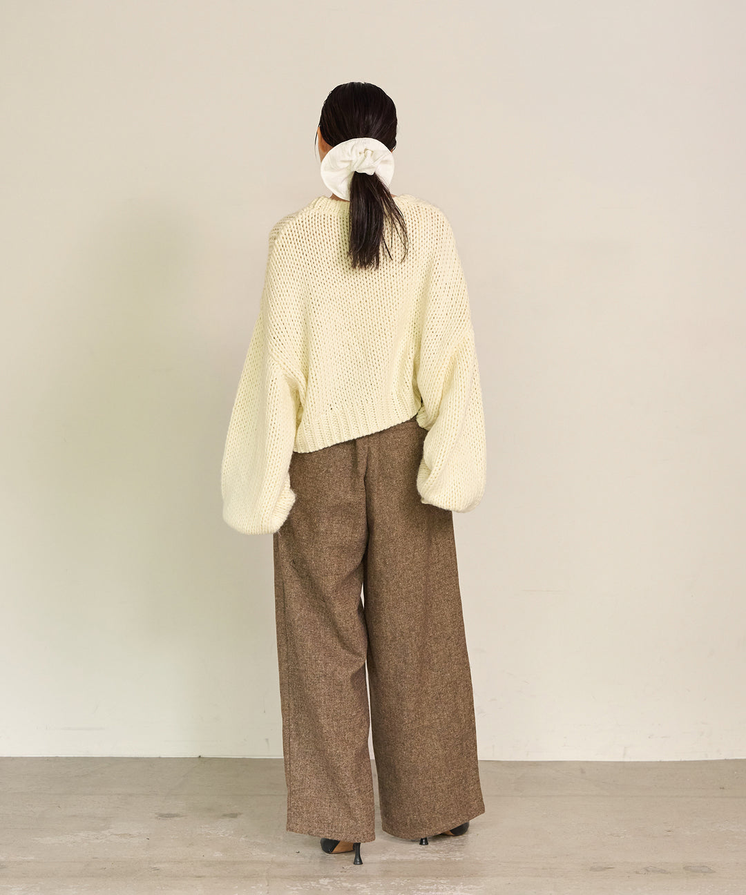 (eliuu)Tuck Tweed Slacks