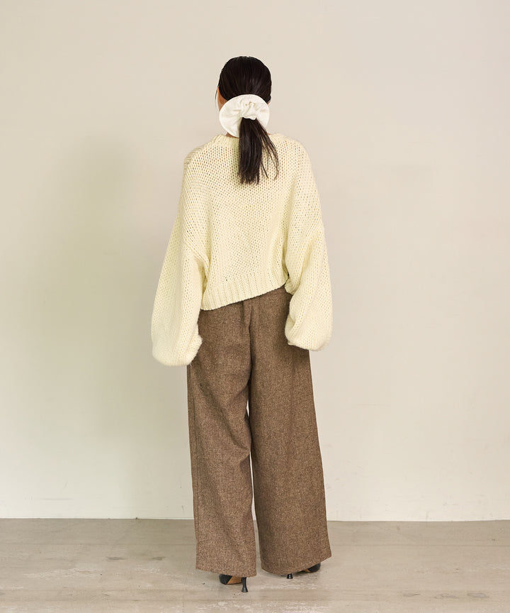 (eliuu)Tuck Tweed Slacks
