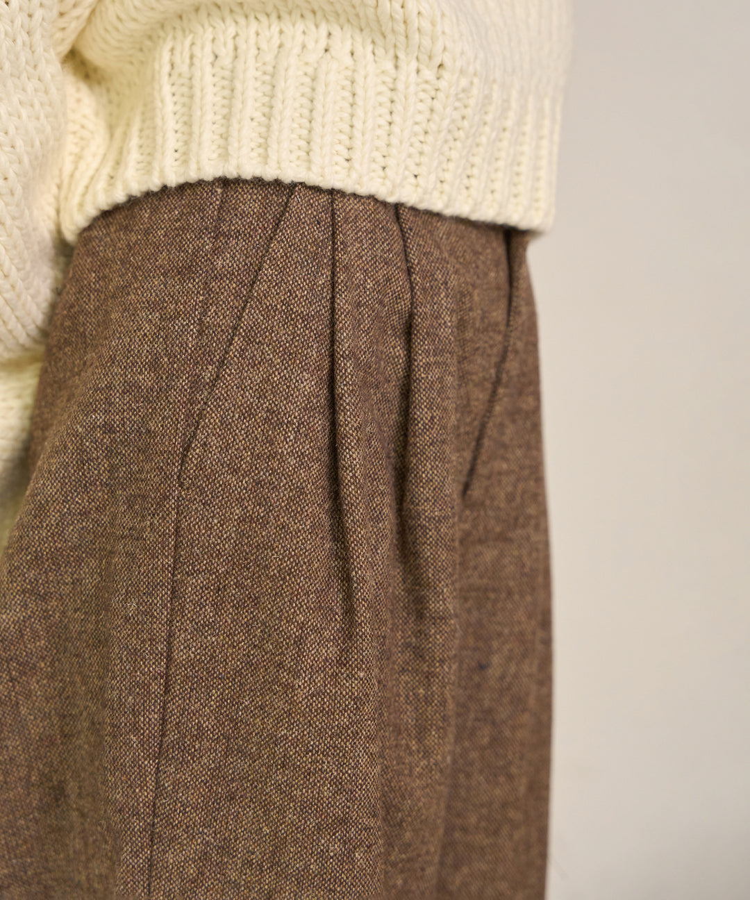 (eliuu)Tuck Tweed Slacks