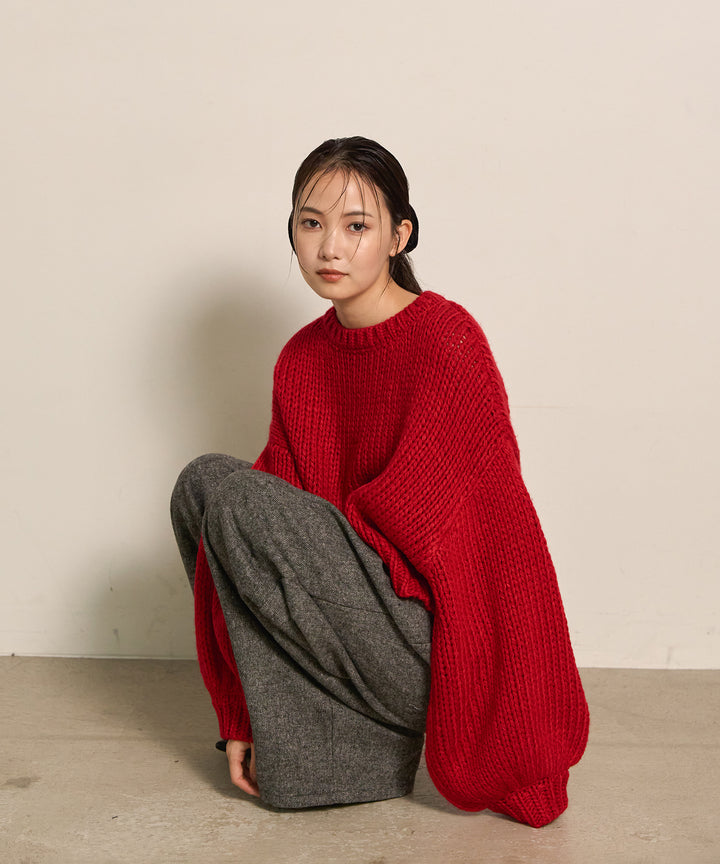 (eliuu)Tuck Tweed Slacks