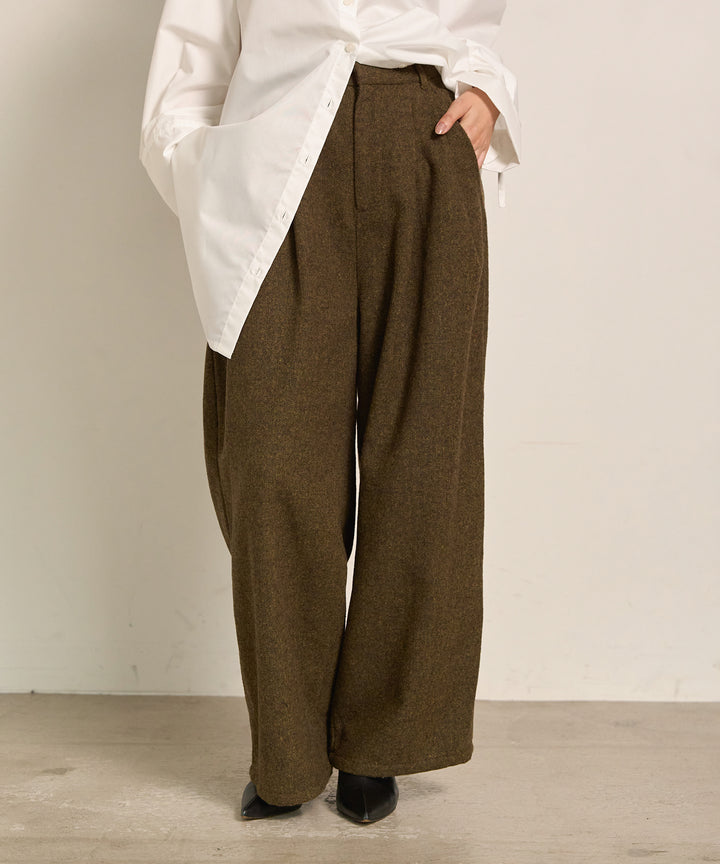 (eliuu)Tuck Tweed Slacks
