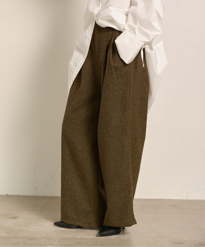 (eliuu)Tuck Tweed Slacks