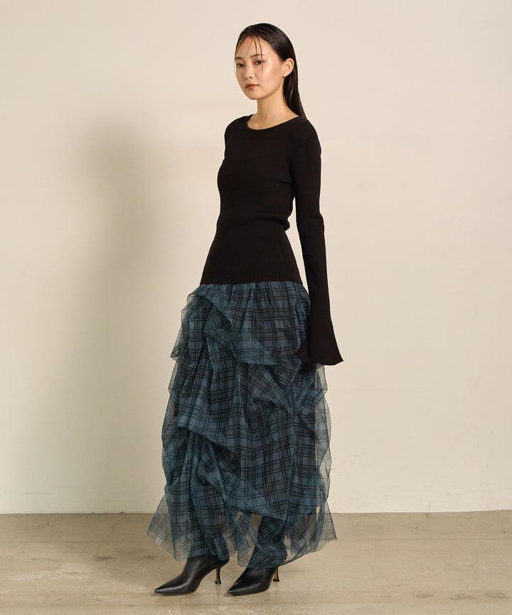 (eliuu)Smooth Soft Flare Sleeve Top