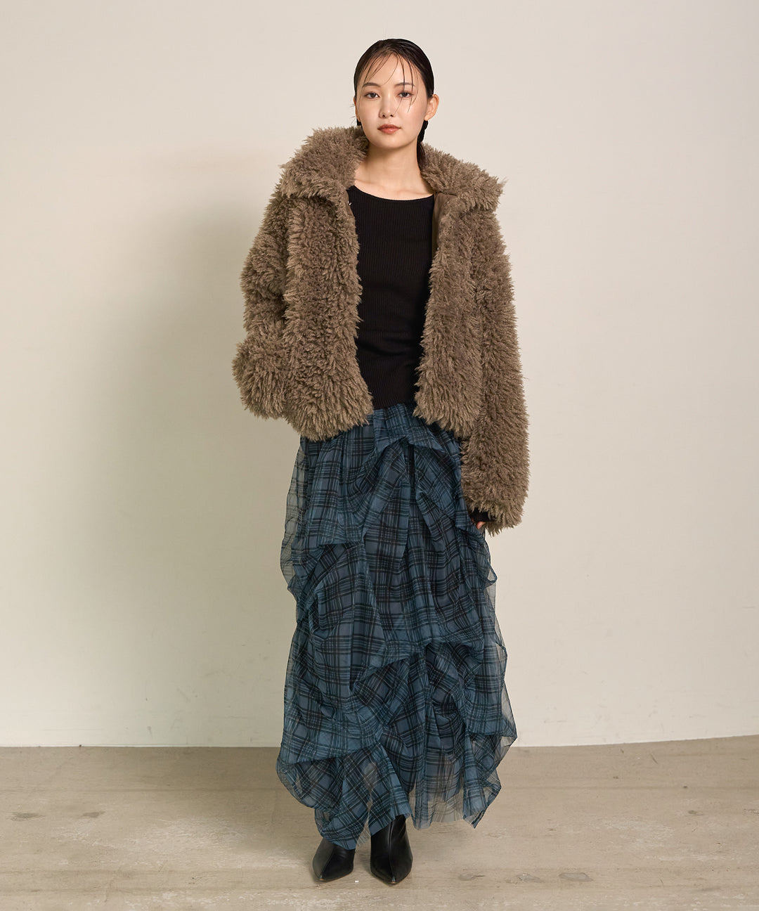 (eliuu)Poodle Fur Short Jacket