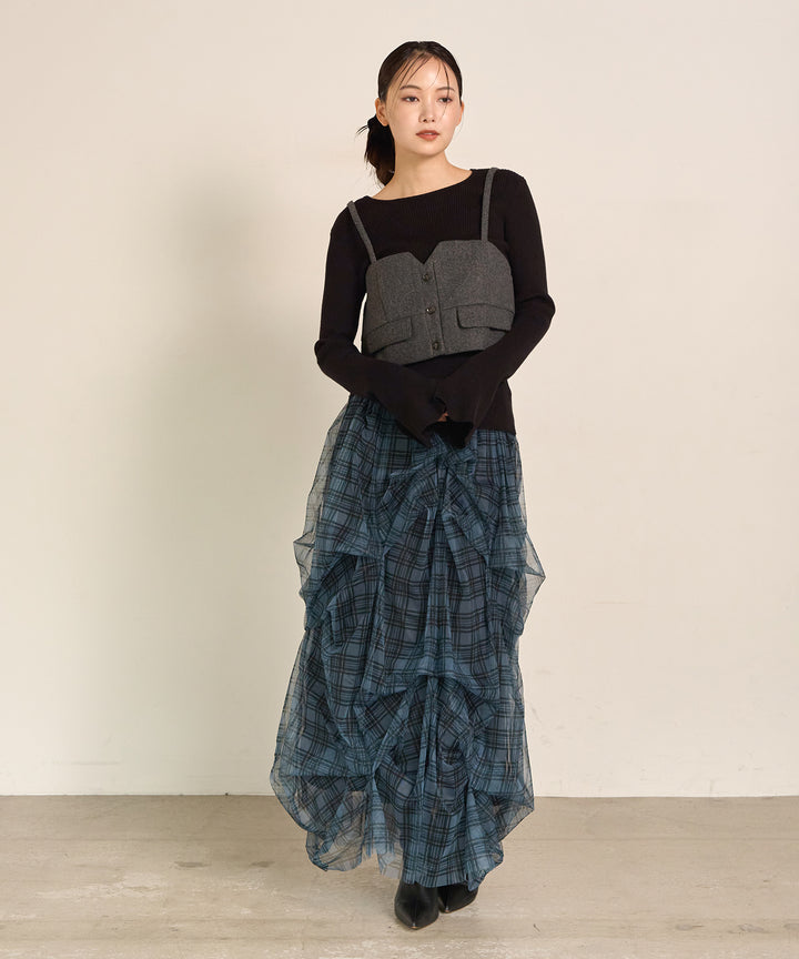 (eliuu)Smooth Soft Flare Sleeve Top