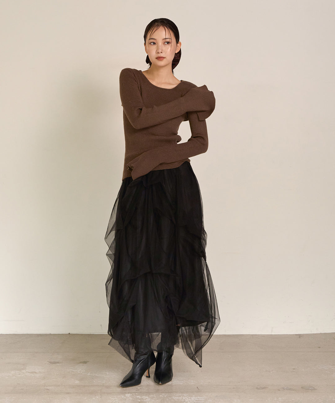 (eliuu)Smooth Soft Flare Sleeve Top