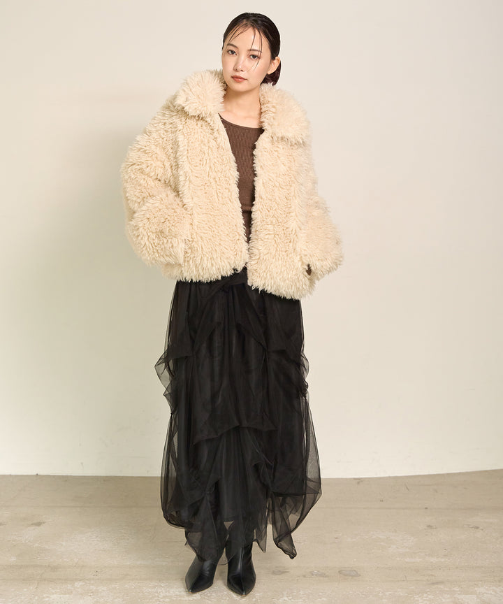 (eliuu)Poodle Fur Short Jacket