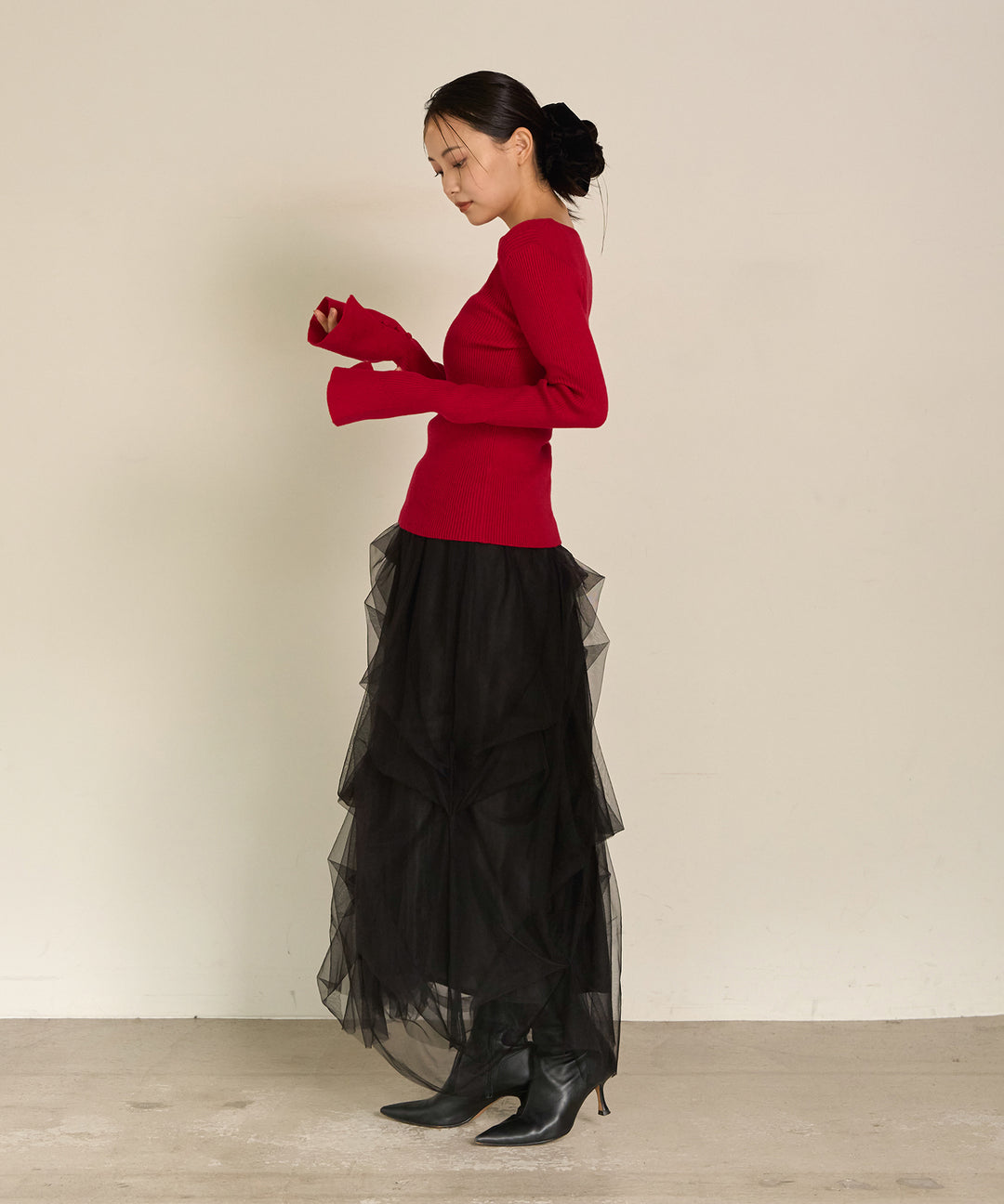 (eliuu)Smooth Soft Flare Sleeve Top