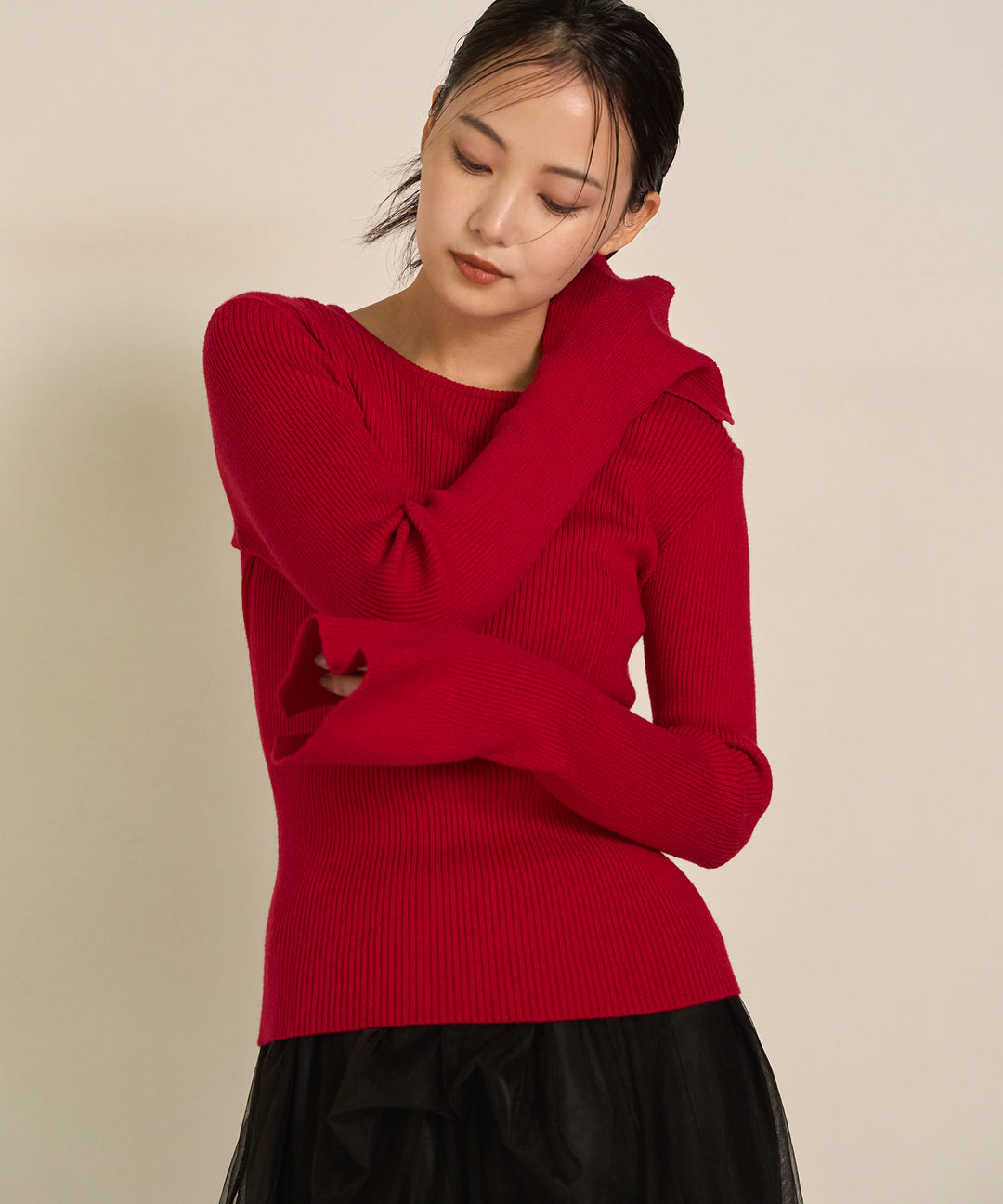 (eliuu)Smooth Soft Flare Sleeve Top