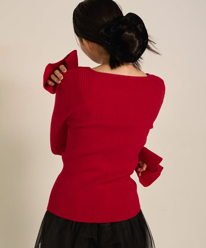 (eliuu)Smooth Soft Flare Sleeve Top