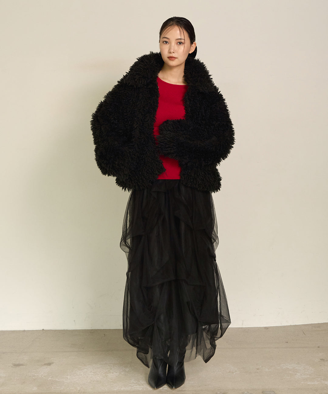 (eliuu)Poodle Fur Short Jacket