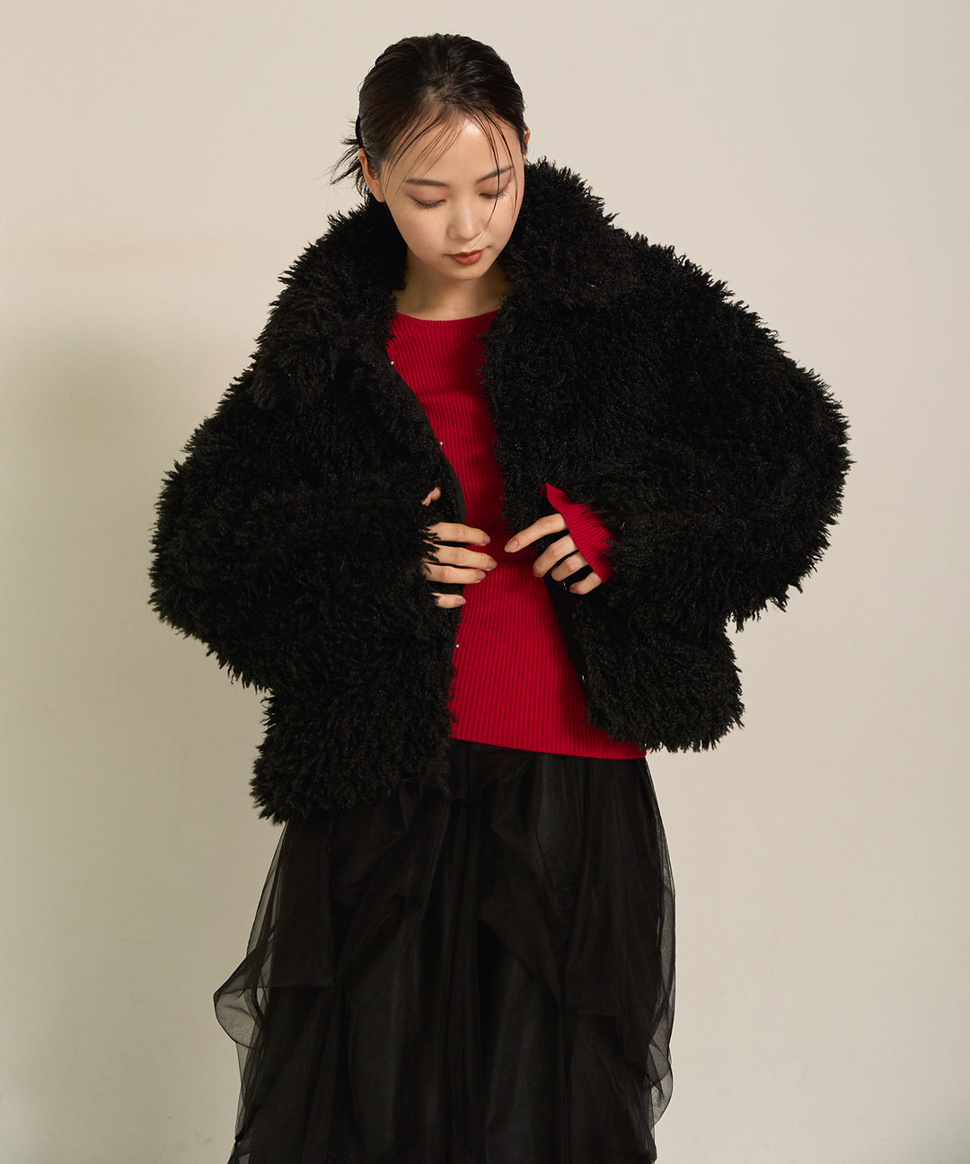 (eliuu)Poodle Fur Short Jacket