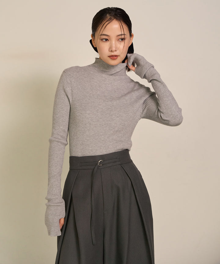 [SET]Double Chester Check Coat+Smooth Soft H/N Top+Wrap Belt Wide Slacks