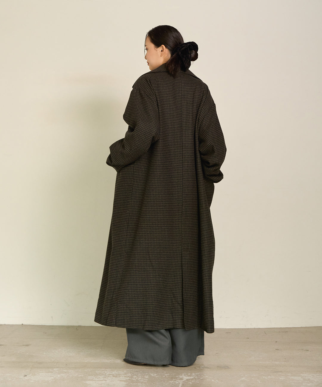 (eliuu)Double Chester Check Coat