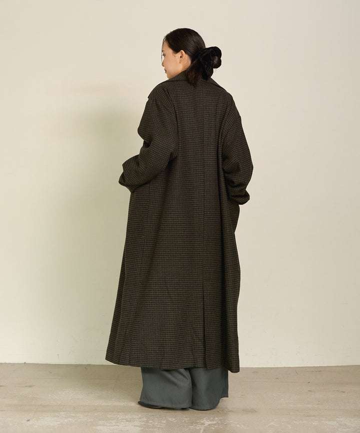 (eliuu)Double Chester Check Coat