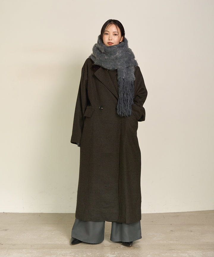 (eliuu)Double Chester Check Coat