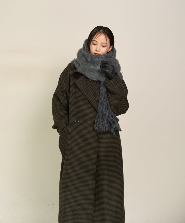 (eliuu)Double Chester Check Coat