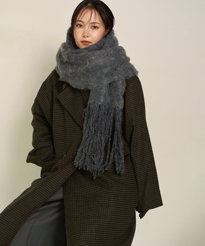 [SET]Double Chester Check Coat+Brush Warm Stall