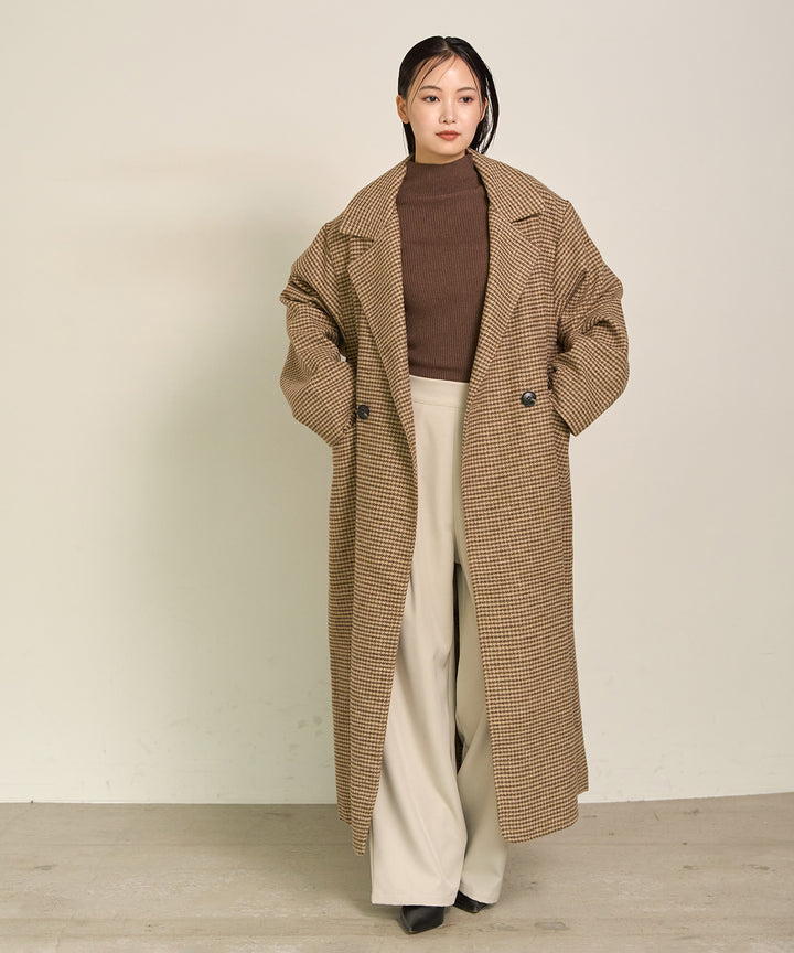 (eliuu)Double Chester Check Coat