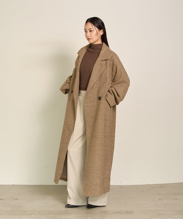 (eliuu)Double Chester Check Coat