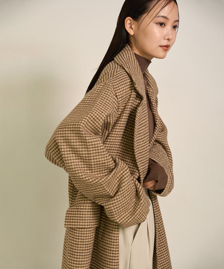 (eliuu)Double Chester Check Coat