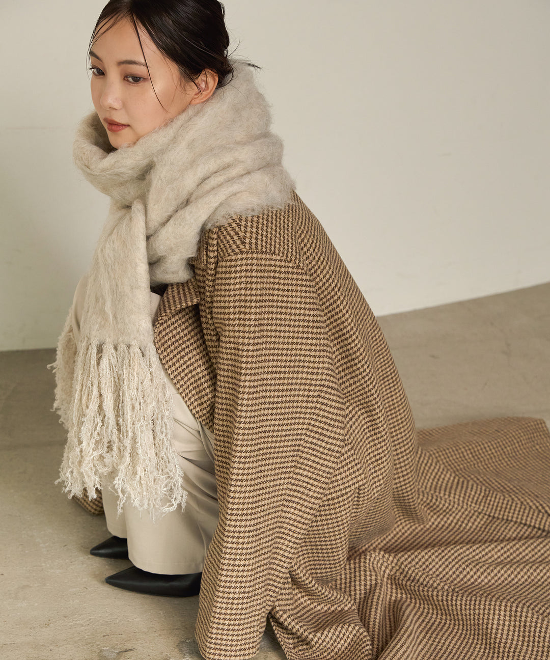 (eliuu)Double Chester Check Coat