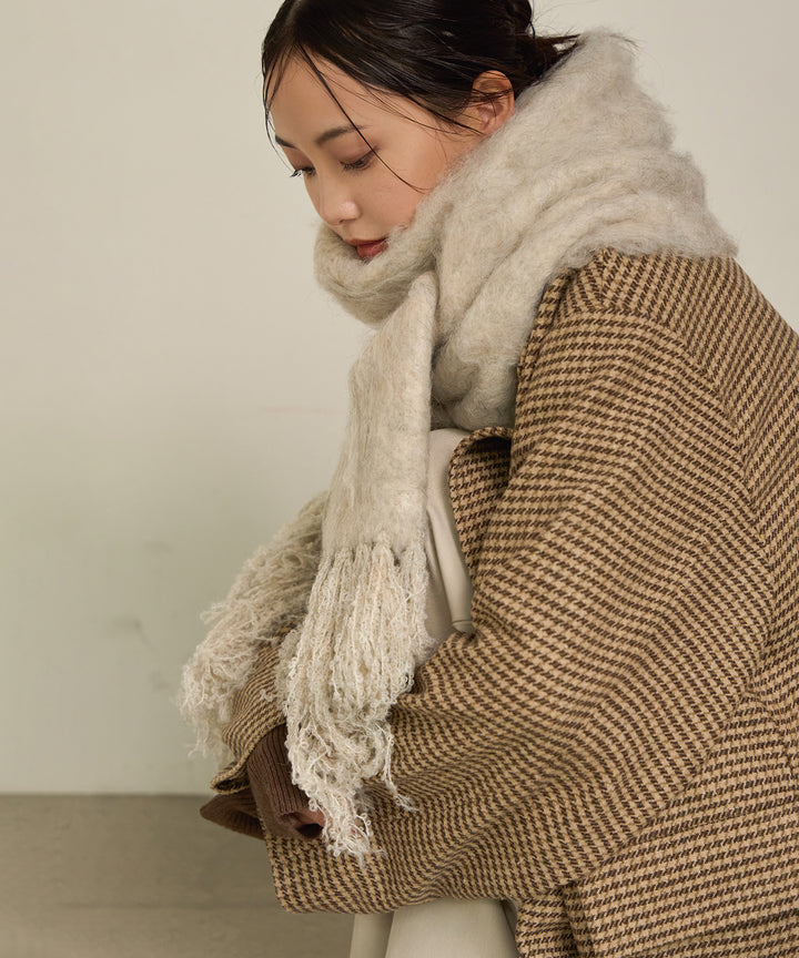 [SET]Double Chester Check Coat+Brush Warm Stall