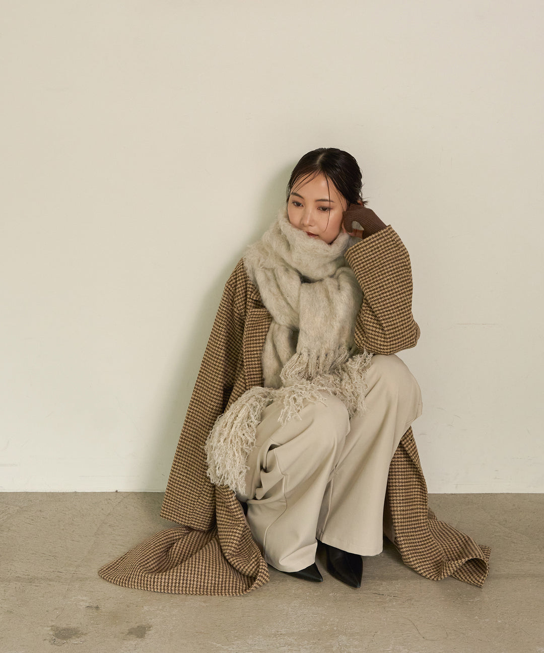 (eliuu)Double Chester Check Coat