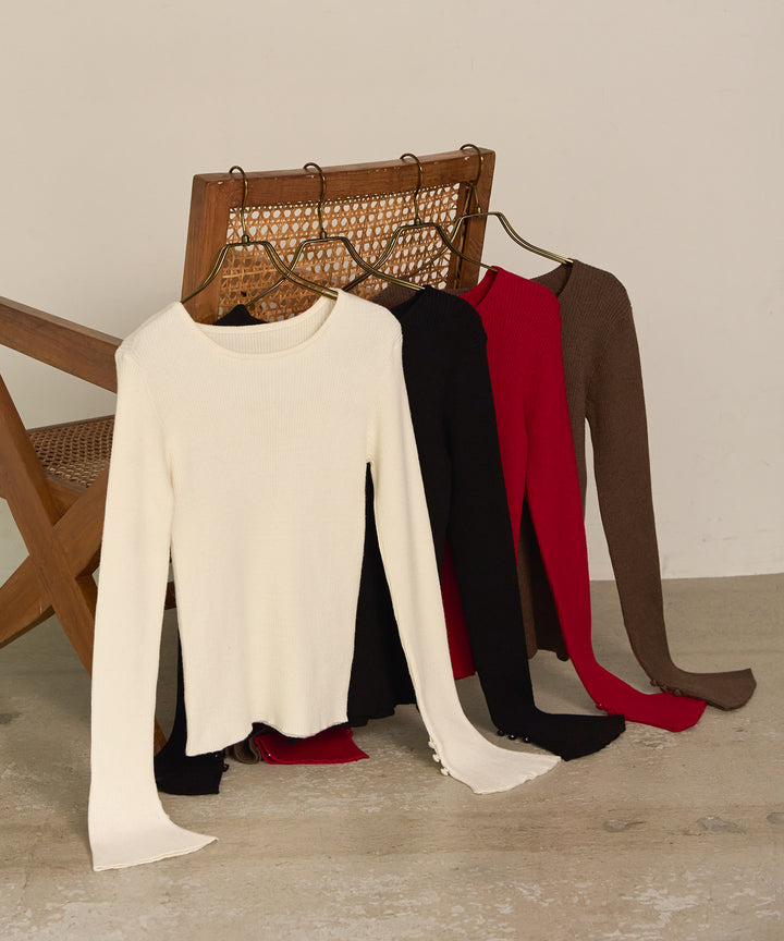 (eliuu)Smooth Soft Flare Sleeve Top