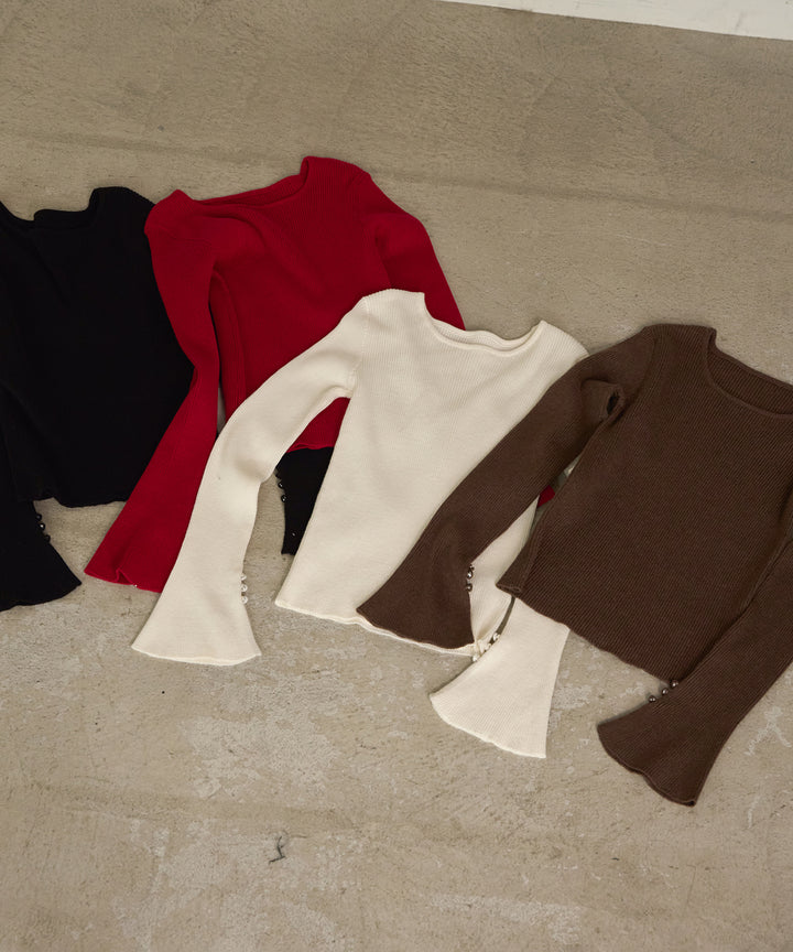 (eliuu)Smooth Soft Flare Sleeve Top