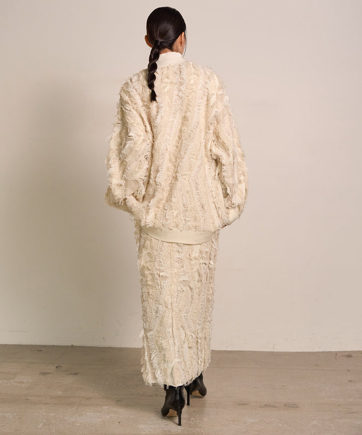[SET]Pattern Fringe Knit CD+Smooth Soft H/N Top+Pattern Fringe Knit Skirt