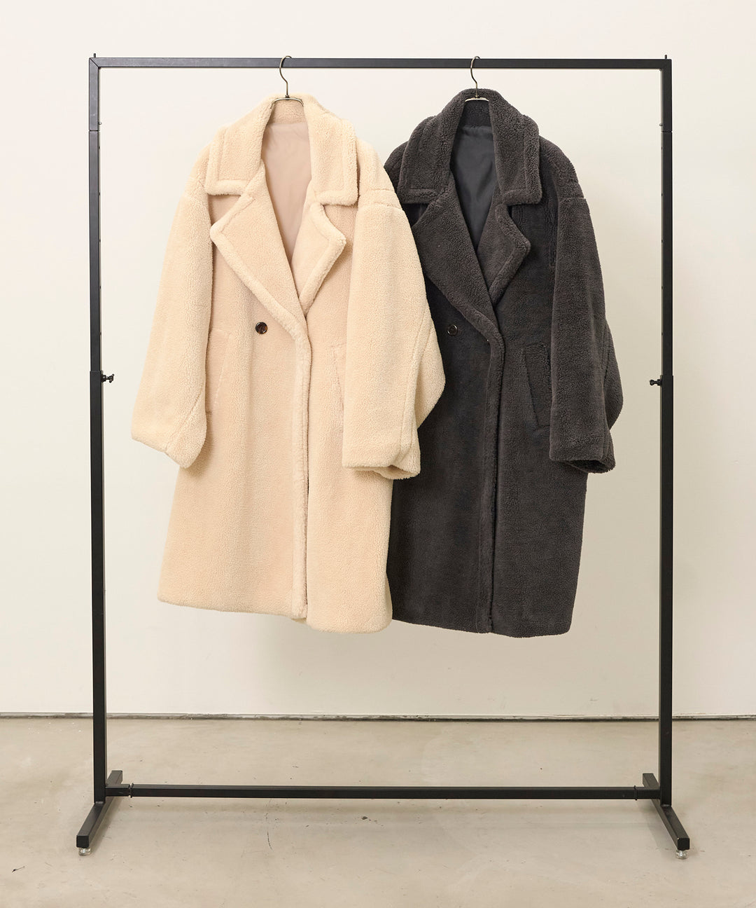 [SET]Puffy  Boa Coat+Soft Touch Choker Knit Onepiece