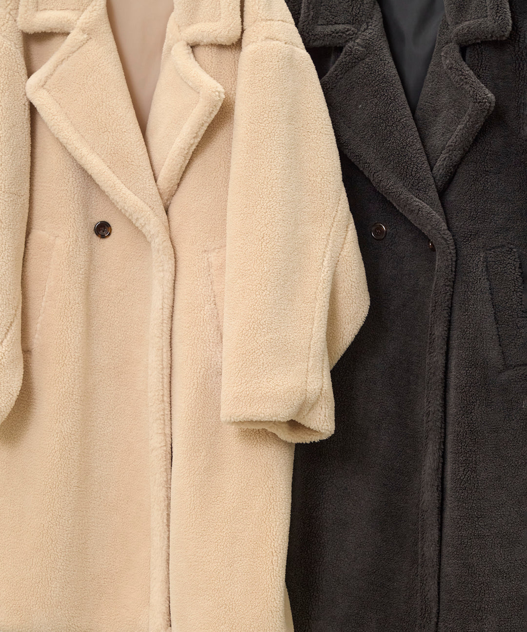 [SET]Puffy  Boa Coat+Soft Touch Choker Knit Onepiece