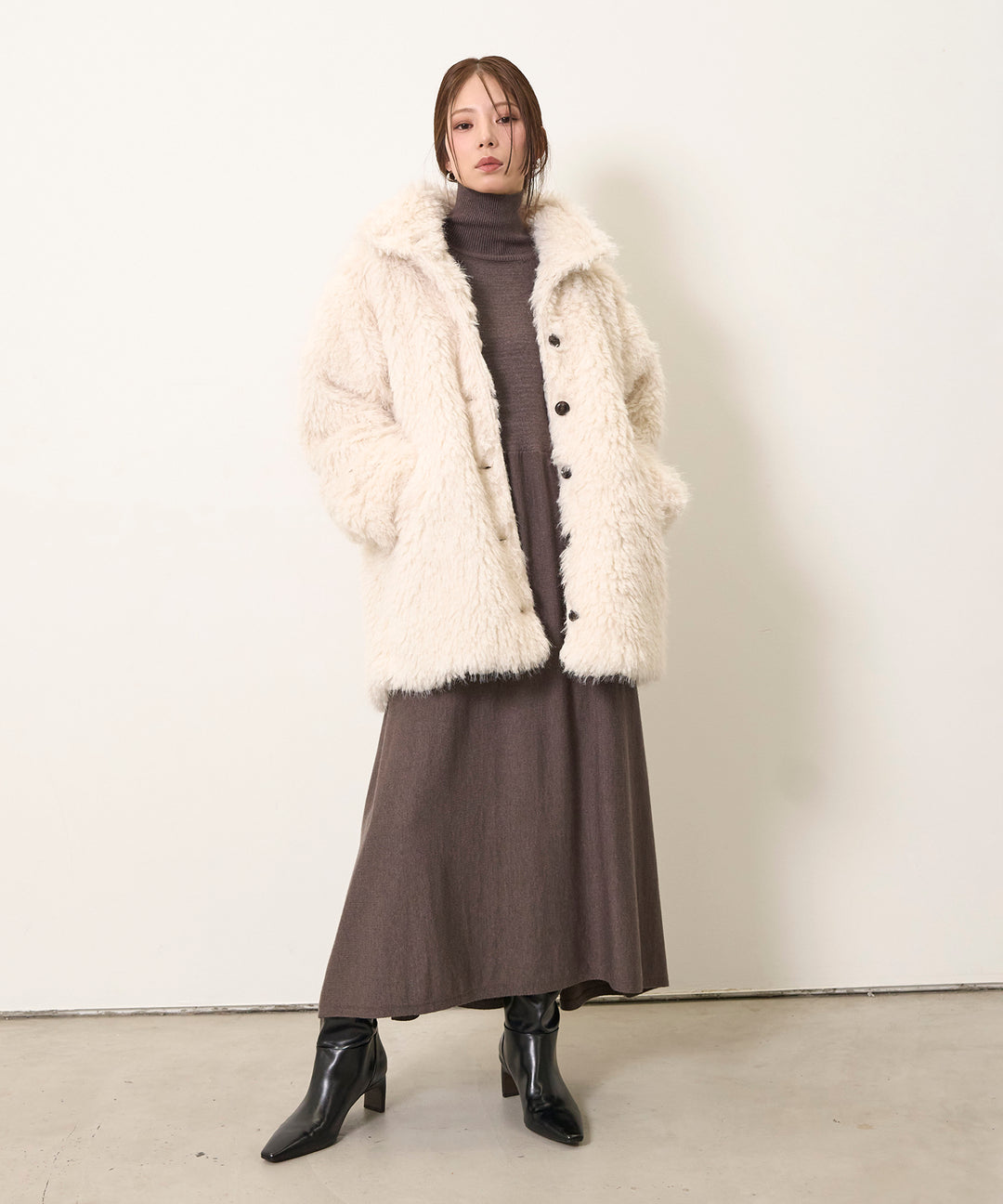 (eliuu)Shaggy Fur Medium Coat