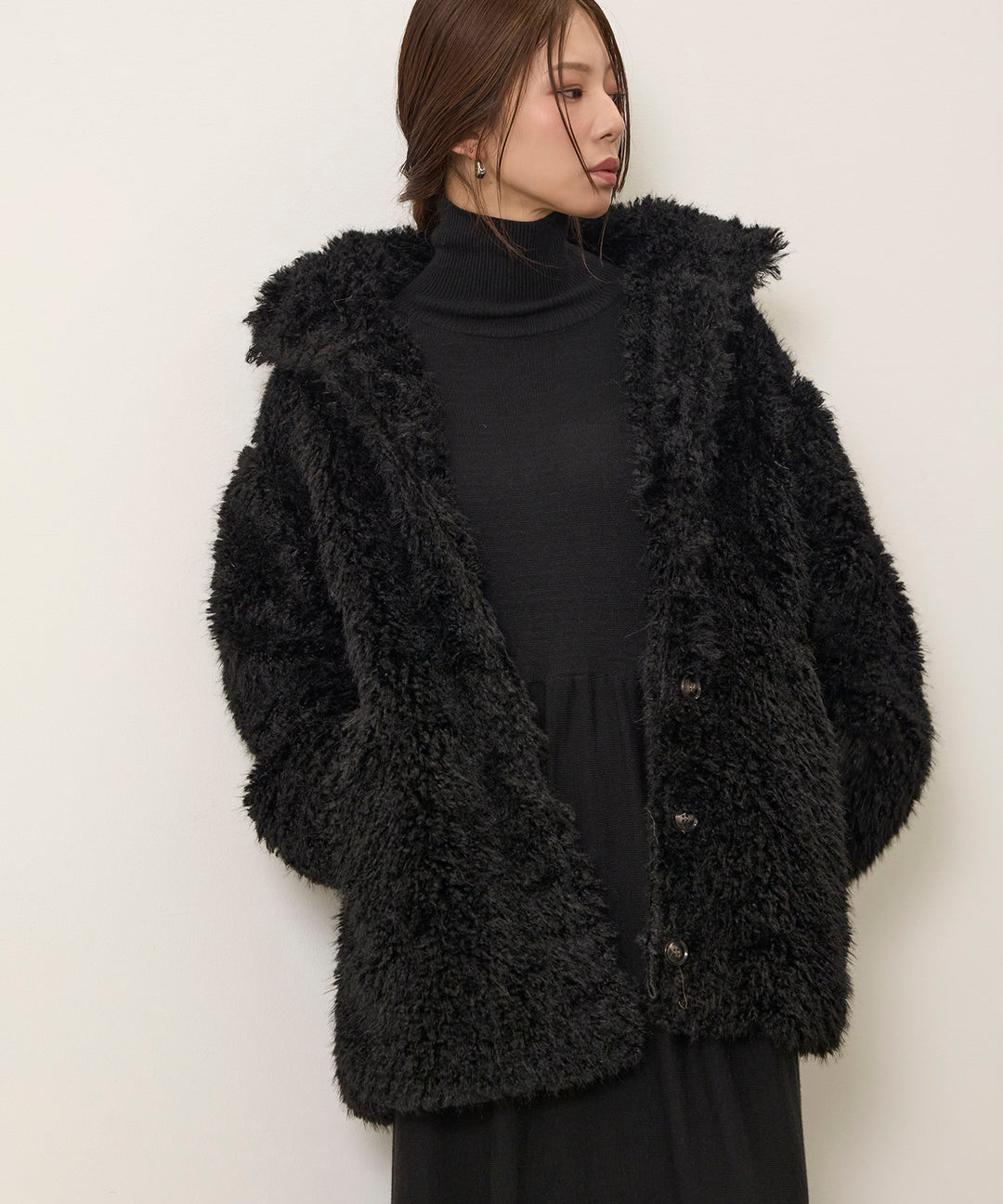 (eliuu)Shaggy Fur Medium Coat