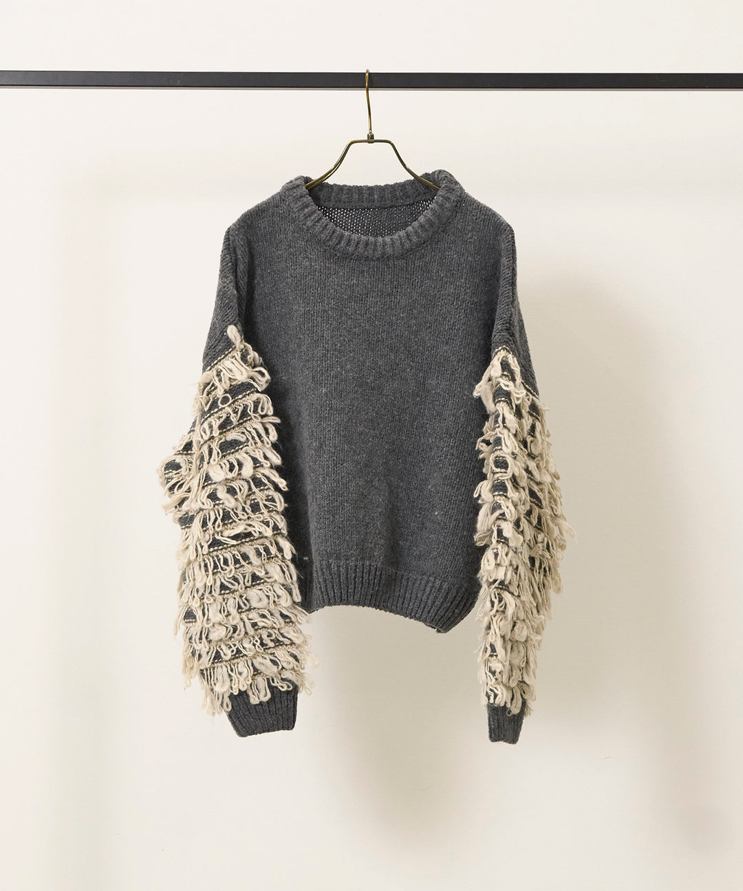 [SET]Loop Mix P/O Knit+Random Pleat Gloss SK