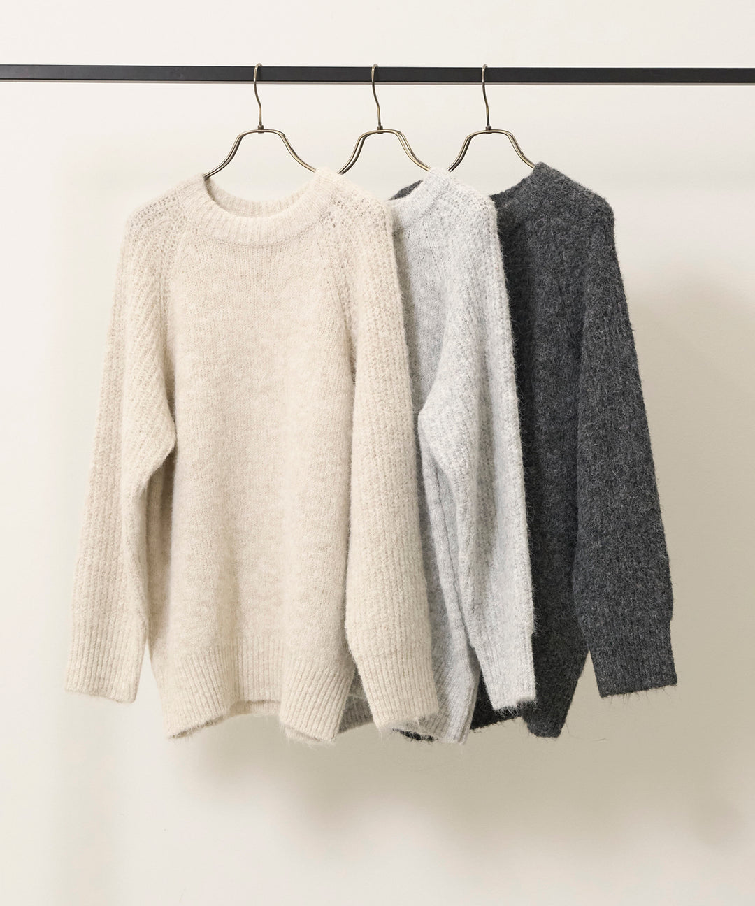 [SET]Soft Chewy Medium Knit+Tulle Layer Drape Skirt