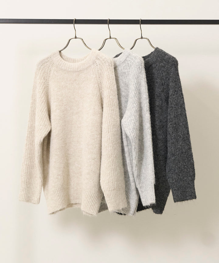 [SET]Soft Chewy Medium Knit+Tulle Layer Drape Skirt