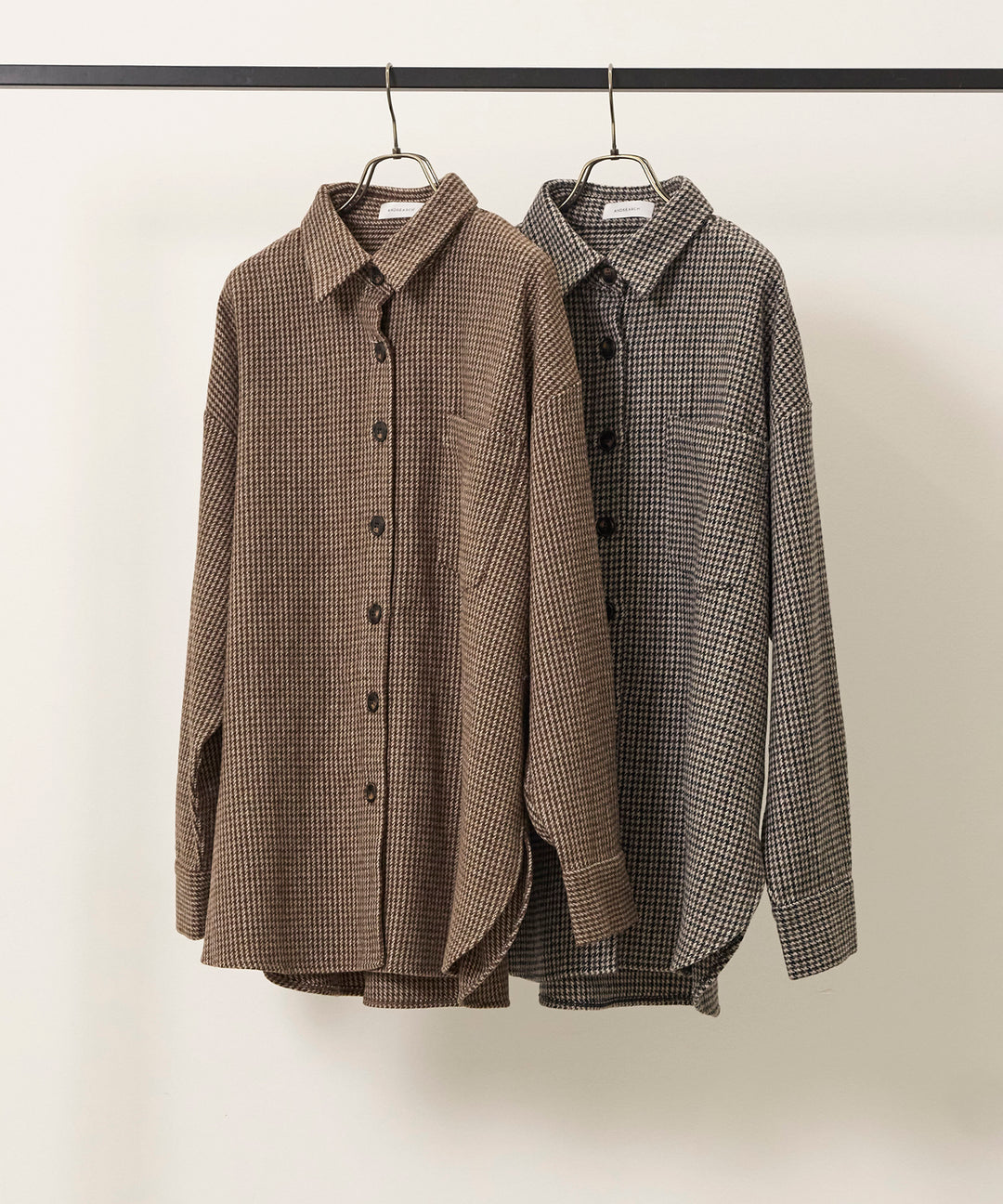 [SET]Clasical Check Wide Shirt JK+Suede Like Switch Skirt