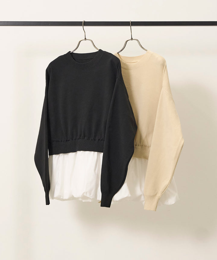 (eliuu)Balloon Texture Combi Knit