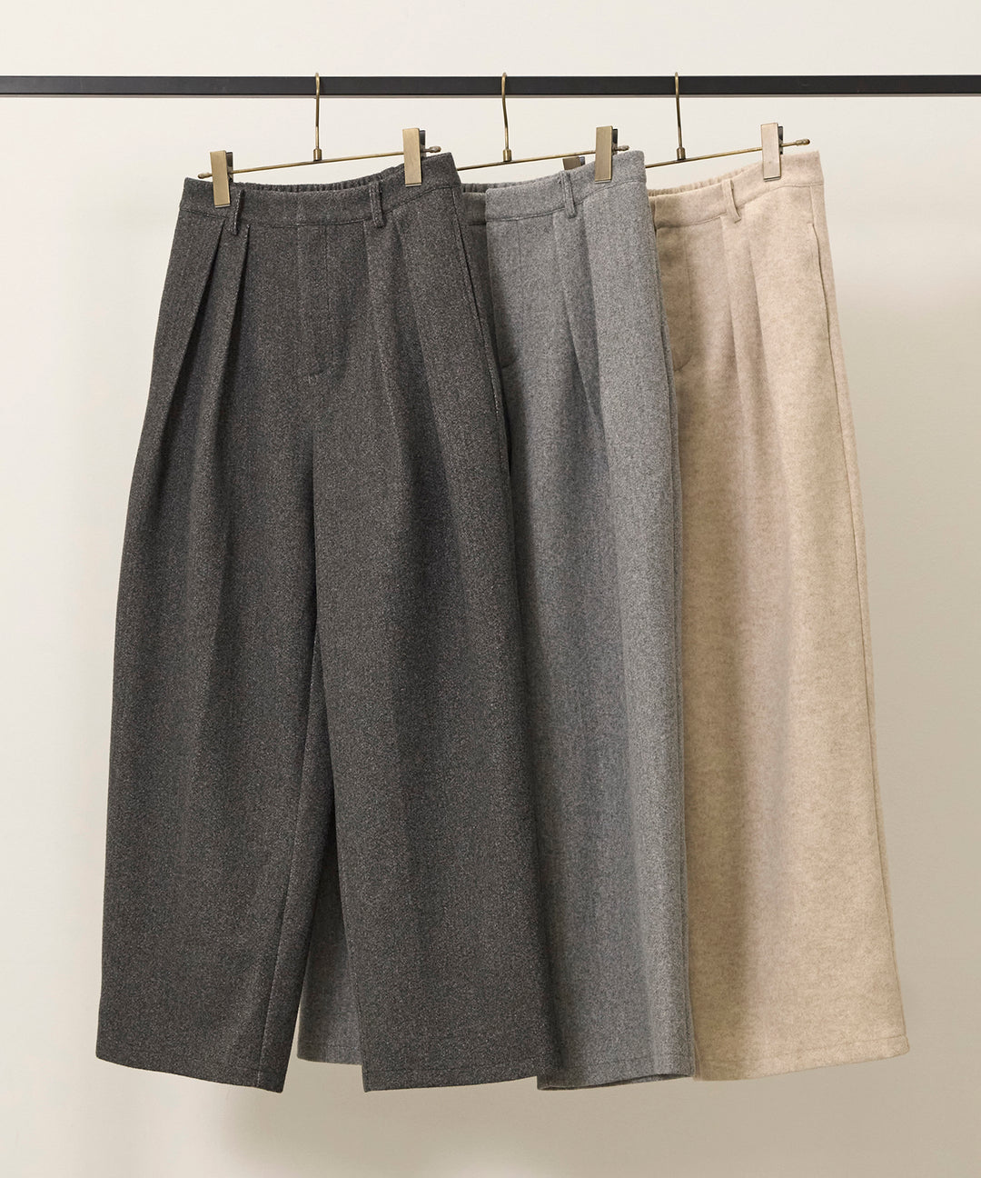 [SET]Wool Like Wide Shirt JK+Wool Like Tuck Trousers