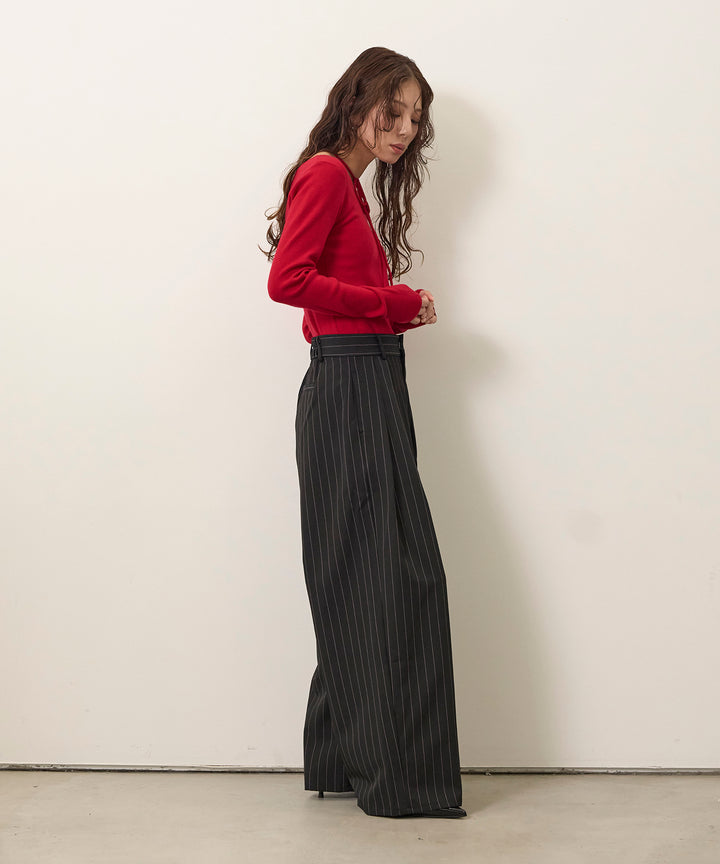 (eliuu)Smooth Soft Choker 2way Knit Top