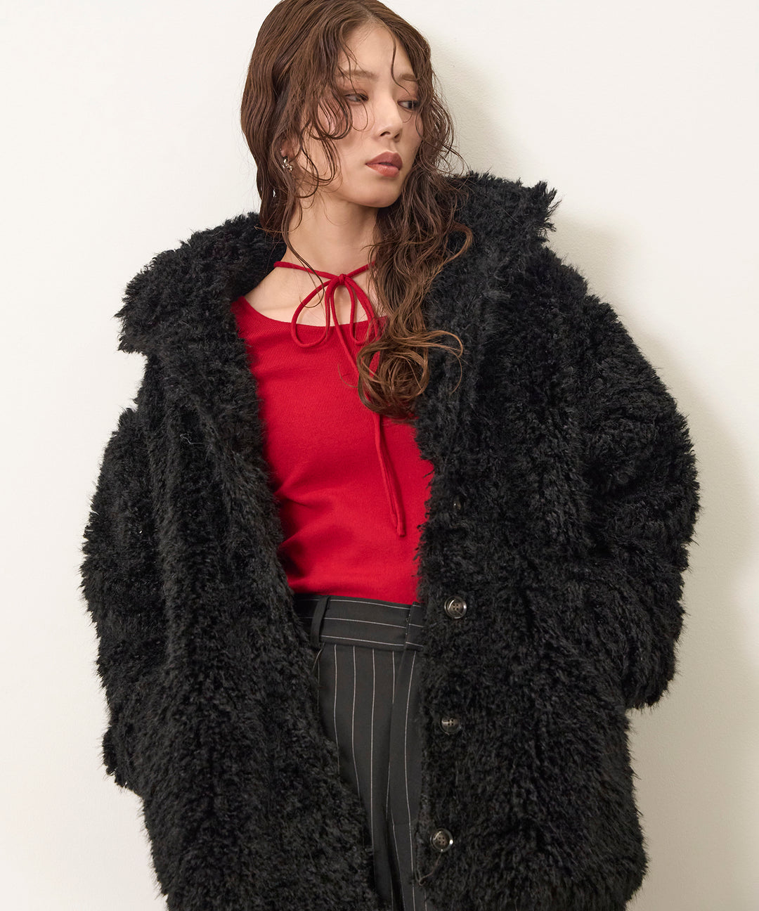 (eliuu)Shaggy Fur Medium Coat
