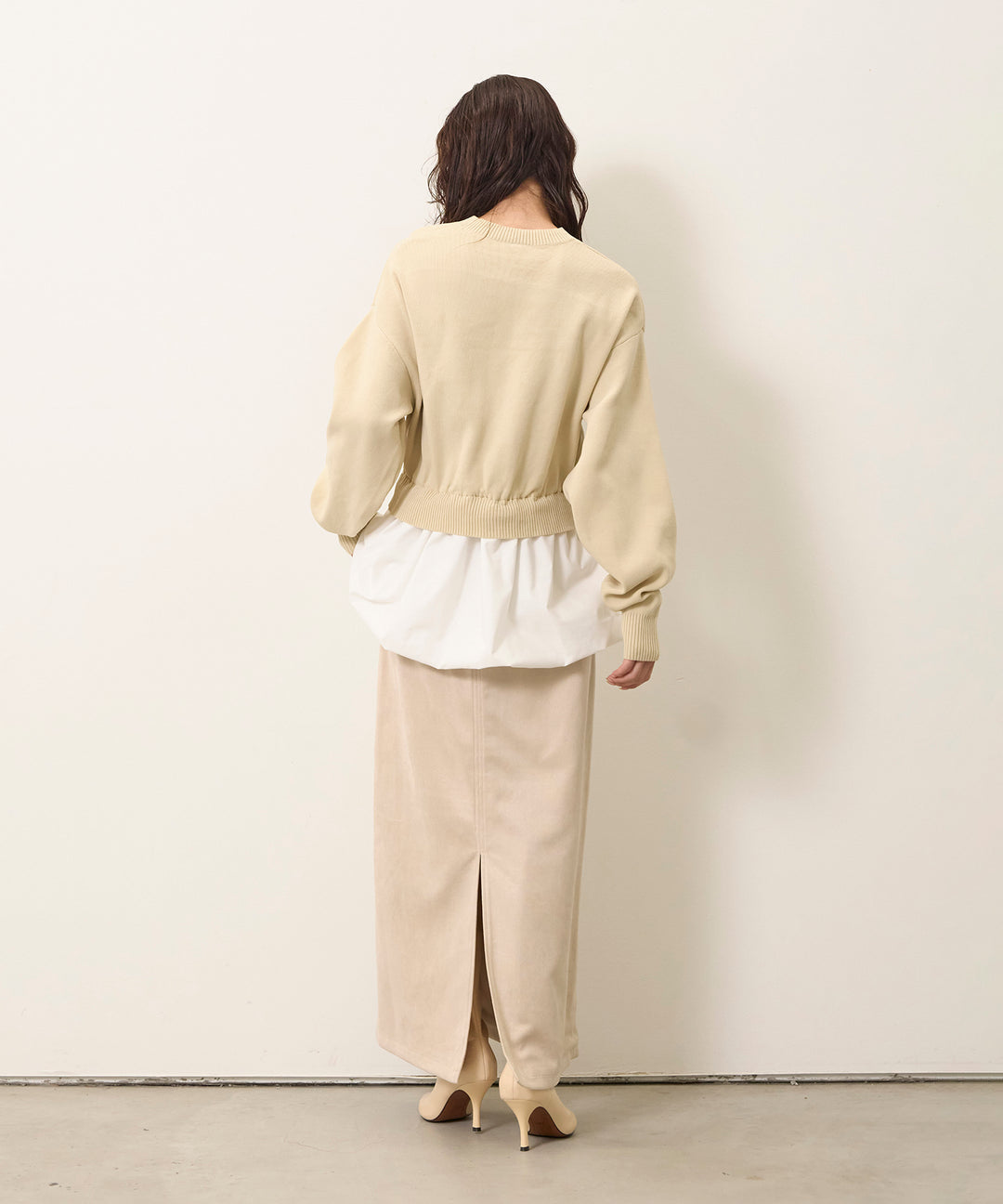 (eliuu)Balloon Texture Combi Knit