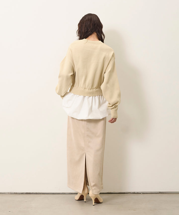 (eliuu)Balloon Texture Combi Knit