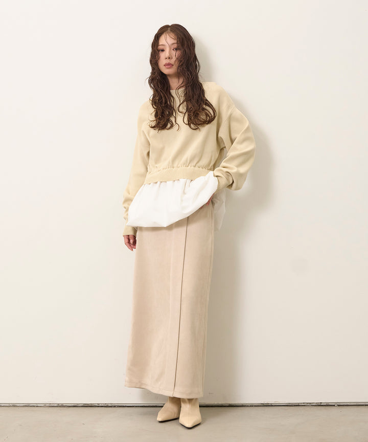 (eliuu)Balloon Texture Combi Knit