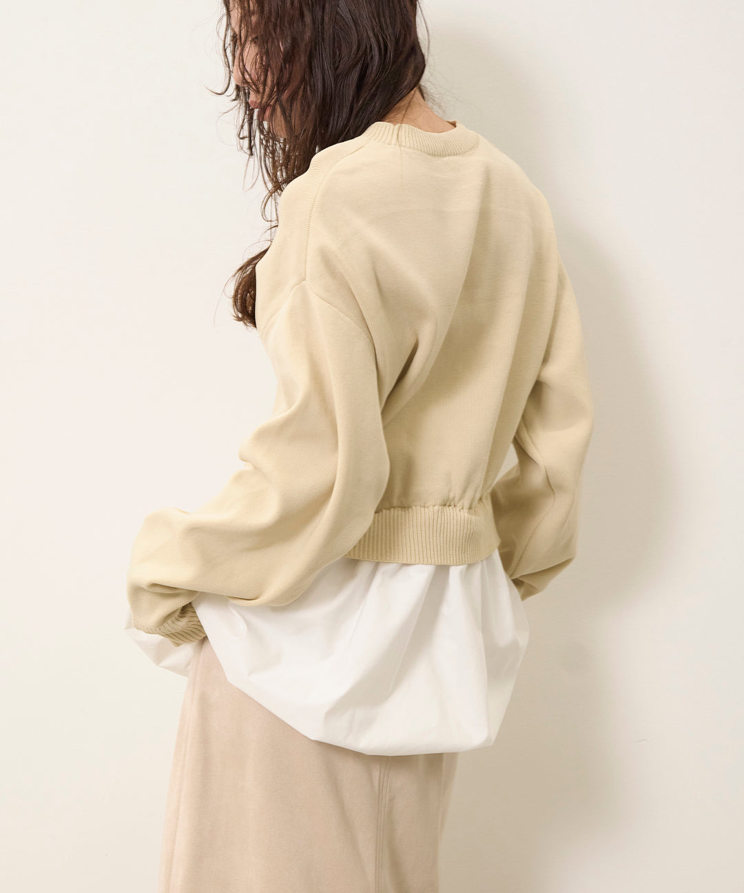 (eliuu)Balloon Texture Combi Knit