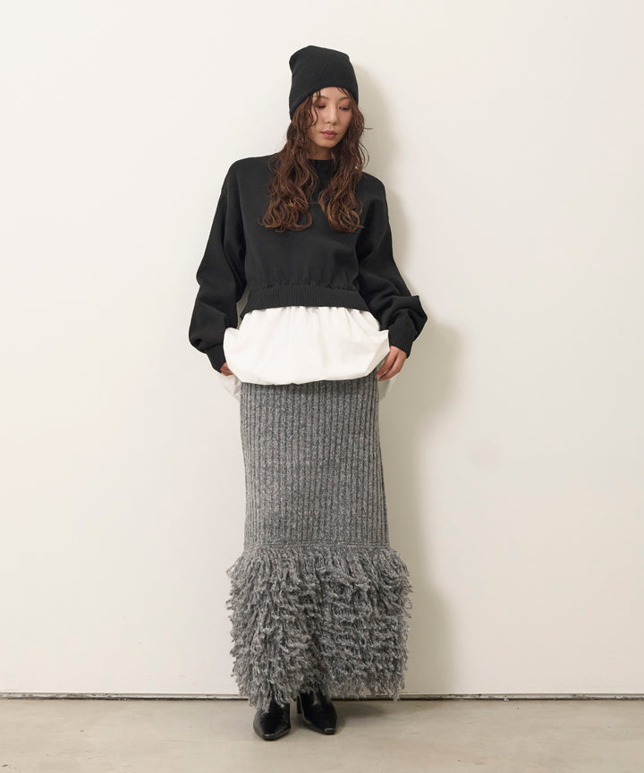 (eliuu)Fringe Knit Skirt