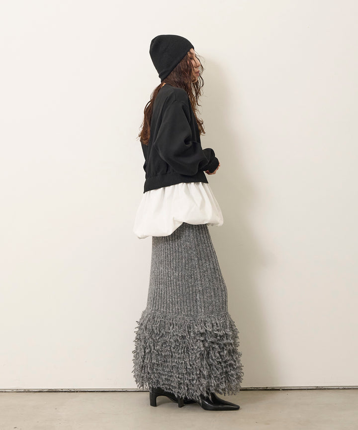 (eliuu)Balloon Texture Combi Knit